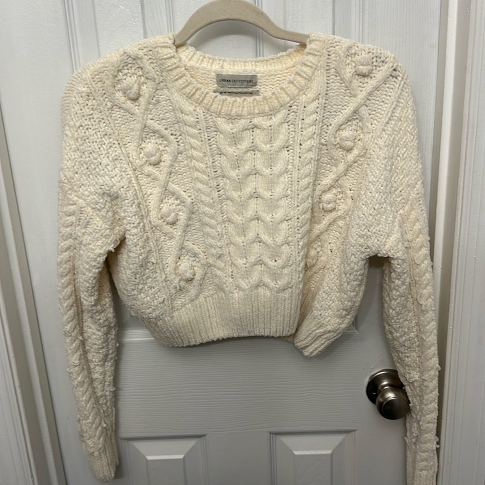 Urban Outfitters Cream Cropped Sweater